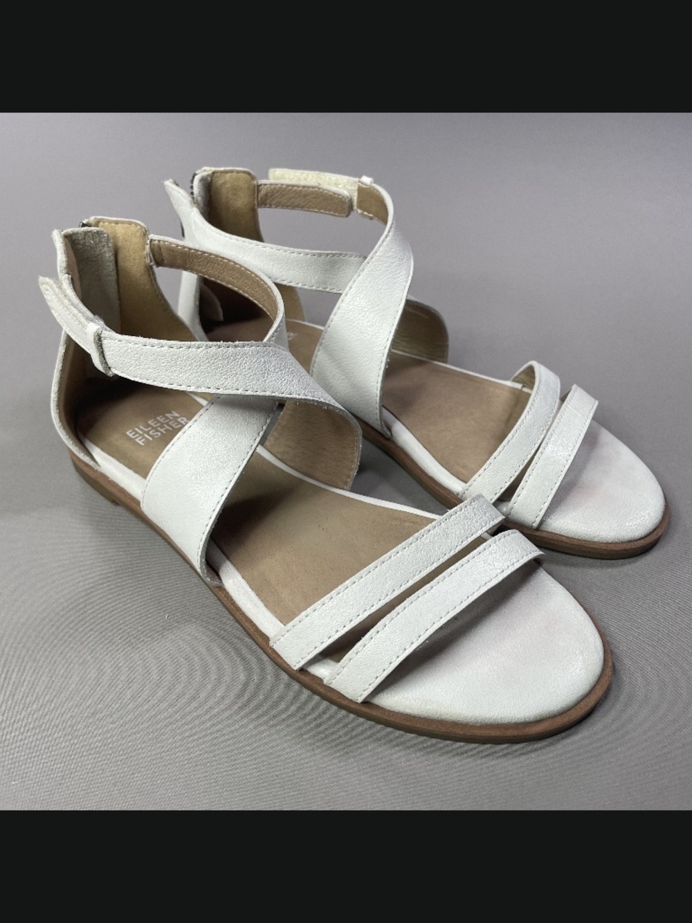 Eileen Fisher Shoes Womens 6 white leather strappy sandals summer casual